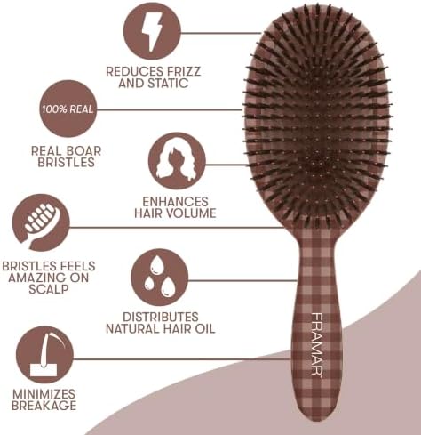 FRAMAR Soft Boar Bristle Hair Brush – Slick Back Brush, Boar Bristle Brush - Image 6