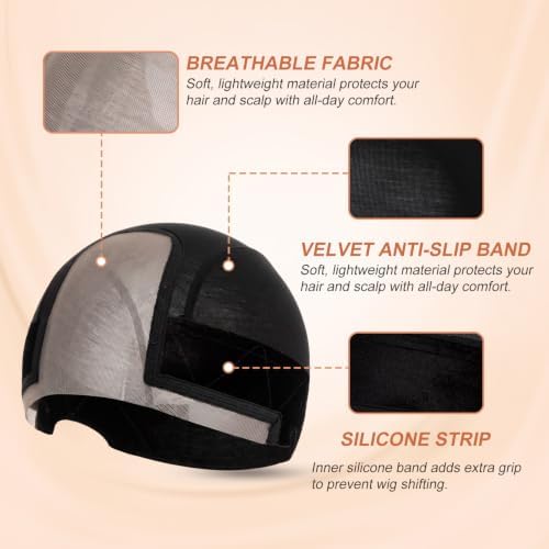 Riemann Lace Built in silicone Wig Grip Cap for Women,1 PCS (Black) - Image 2