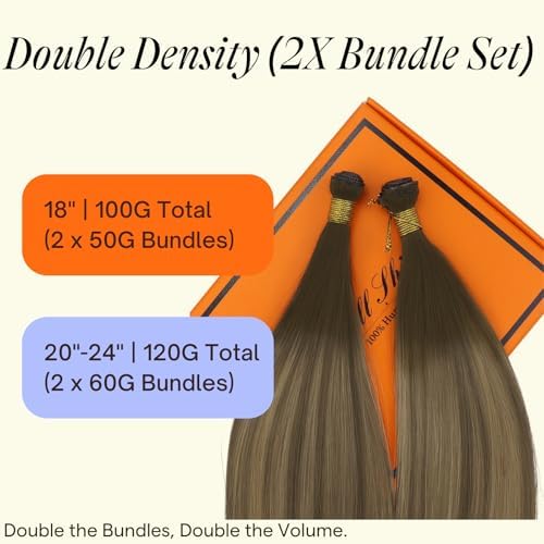 Full Shine Hand Tied Weft Hair Extensions Human Hair 24 Inch 120g - Image 2