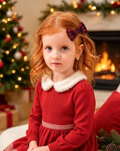 YHXX YLEN 10PCS Christmas Hair Bows for Girls, 2.76 Inch Velvet Bows Clips - Image 5