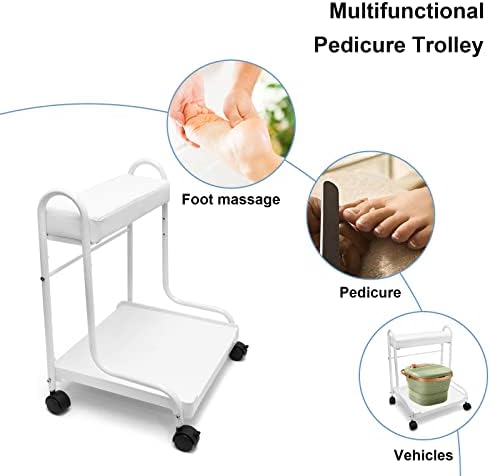 Elitzia 3-Height Pedicure Cart with PU Cushion Salon Spa Carts - Image 3