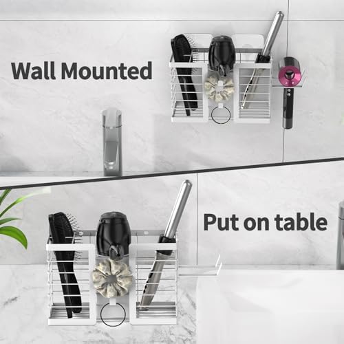 FUNKYLEE 3-in-1 Universal Hair Tool Organizer Wall Mount, White - 2 Pack - Image 4