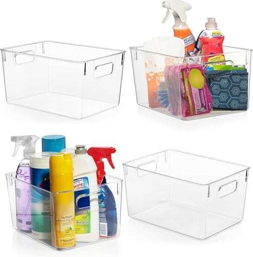 ClearSpace Clear Plastic Storage Bins – Pantry Organizers & Storage Containers, Cabinet Organizer - Home Organization Must Haves for Kitchen, Laundry Room, Office, Closet, Garage & Freezer by ClearSpace