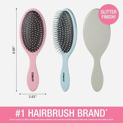 Conair Detangling Hair Brush Set, Wet or Dry Hair, 3-Pack - Image 6