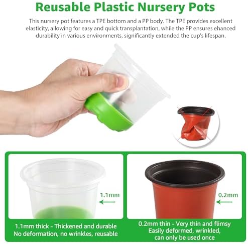 MIXC Clear Nursery Pots with Silicone Base, 4-Inch, 60-Pack - Image 4