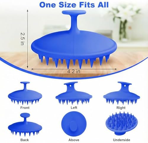 Meartchy Silicone Scalp Massager Shampoo Brush, Scalp Brush for Hair Growth & Dandruff Removal, Hair Scrubber Scalp Stimulator Exfoliator Brush with Soft Bristles for Wet Dry Scalp Care (Ocean Blue) - Image 2
