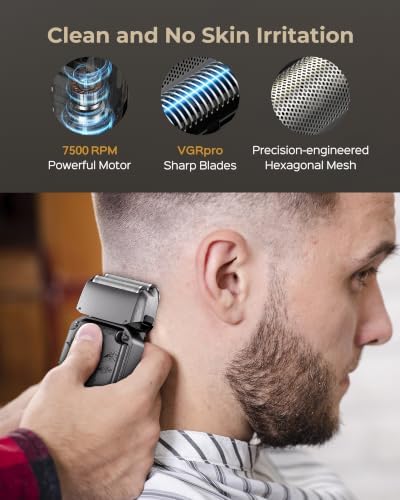 VGRPRO Hair Clippers for Men, Beard Trimmer, Foil Shaver 3-in-1 Clipper Set - Image 4