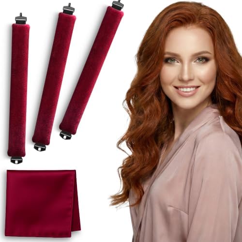 VISOFO Heatless Curls Overnight, Rods for Blowout Look, 3 Set, Ruby by VISOFO