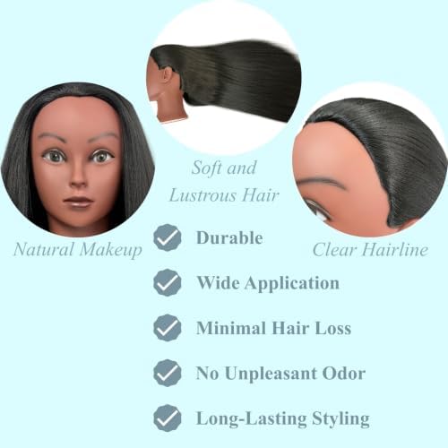 Black Mannequin Head for Braiding, Practice Hair Mannequin Head - Image 3