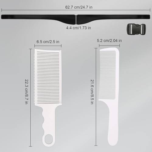 Fade Hair Trimming Guide for Men Haircut, Adjustable Silicone Curved Haircut Band, Curved Positioning Comb and Flat Top Comb for Home DIY Haircuts, Self Haircut Kit Guide Salon Styling Tools - Image 2