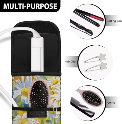 ZOUTAIRONG Daisy Curling Iron Bag for Traveling Hair Straightener Case Curling Iron Travel Case Heat Resistant Curling Iron Holder for Salon Station Women's Storage Bag Flat Iron Case Travel Bag - Image 6