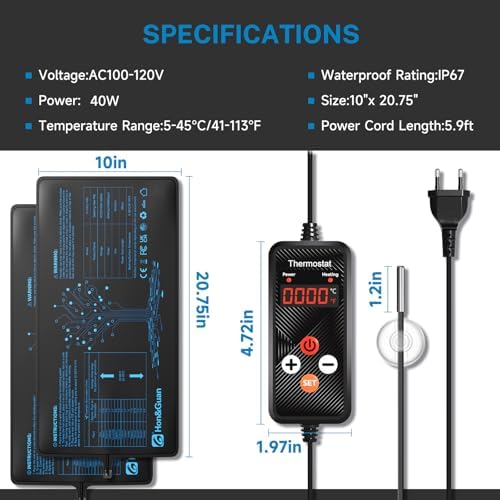 Hon&Guan 2 Packs 10"x 20.75" Seedling Heat Mat with Digital Thermostat - Image 7