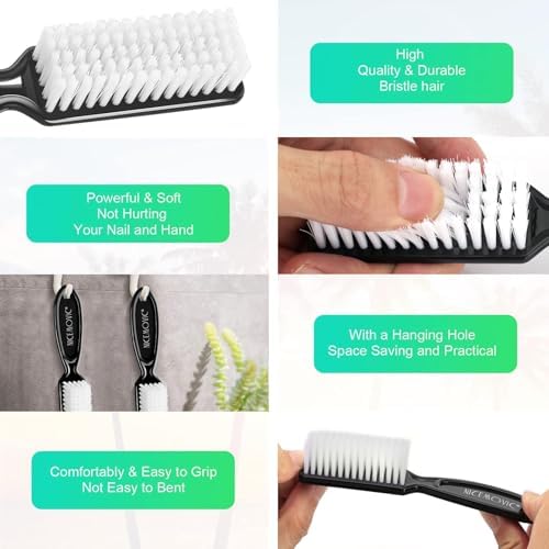 NICEMOVIC 10 Pcs Nail Brush for Cleaning Fingernails, Handle Grip Nail Scrubber Brush, Hand Fingernail Cleaner Brush Manicure Tools Scrub Cleaning Brushes, Use for Toe and Nail Cleaning (Black) - Image 5
