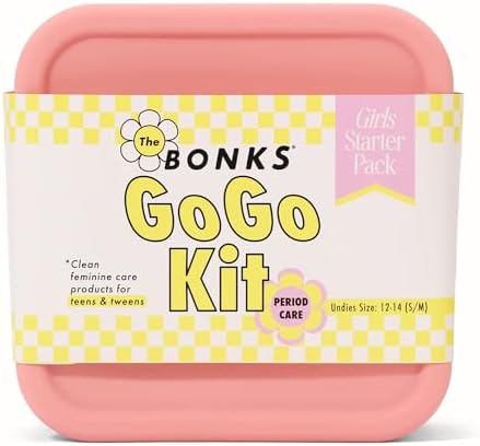 BONKS GoGo Kit - First Period Kit Ages 10-14 (S - M) - Tween Period Starter Kit - Emergency Kit for Girls - Essential Hygiene Kit - Includes Pads, Tampons, Underwear & More by BONKS