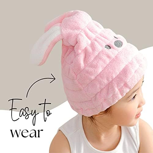 Hair Towel Wrap for Kids, Bunny Toddler Dry Head Cap Absorbent Quick - Image 3