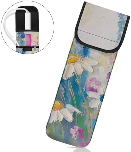Flashideas Daisy Flat Iron Case Curling Iron Organizers and Storage with Pocket Heat Resistant Neoprene Curling Iron Holder Universal Curling Iron Cover Sleeve Hot Tools Travel Bag - Image 2