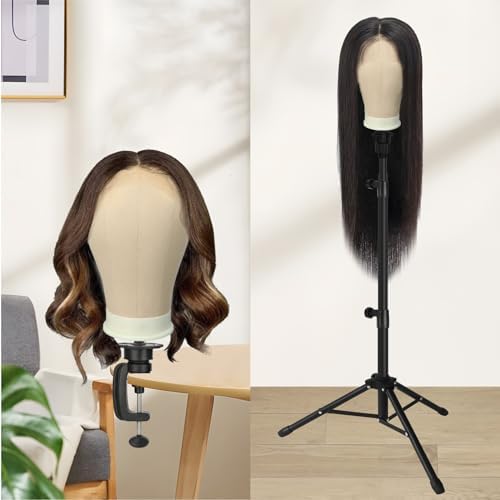 Mannequin Head for Wigs Canvas Block Head Wig Head with Mount Hole for Wig Making,Weave Hair Braiding Stand Hat Display Stand,Hairstyle Doll Head Durable Easy to Put Pins In & Out (Light Brown,21") - Image 7