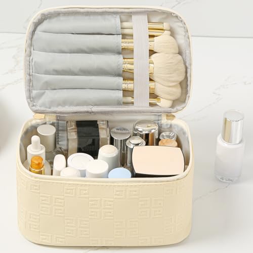 Meiyuuo Travel Makeup Bag for Women, PU Leather Cosmetic Bag, Light Green - Image 5