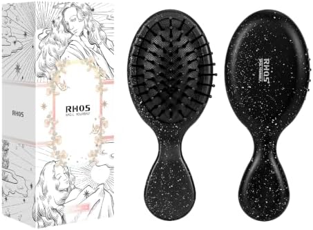 Mini Hair Brush for Women, Travel Size Hair Brush for Purse(Black with Dot) by RHOS