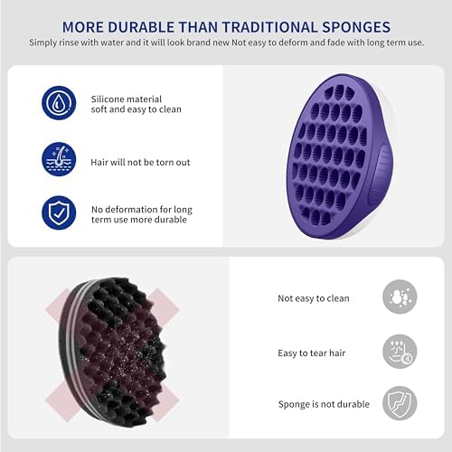 FIABC Silicone Curl Brush,Africa Comb,Magic Curly Hair Brush Twist Hair,Afro Pick,Men Women Boys Girls Wave Curler Tool,1 Set (Purple) - Image 6