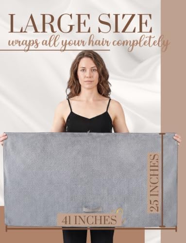 InnoBeta Large Hair Towel for Women, Microfiber Hair Wrap, Gray, Initial B - Image 7