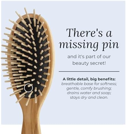 TEK | Oval Wooden Hair Brush with Short Pins in Natural Ash Wood, Ideal for Detangling, Styling and Daily Care of all Type of Hair | 22x6cm | Handmmade in Italy - Image 5