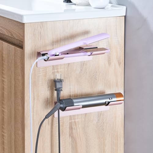 2 PCS Wall Mount Curling Iron Holder and Hair Tool Organizer with Adhesive, Multifunctional Hot Flat Iron and Hair Straightener Holder Storage Stand for Vanity, Cabinet and Wall, Rose Gold - Image 5