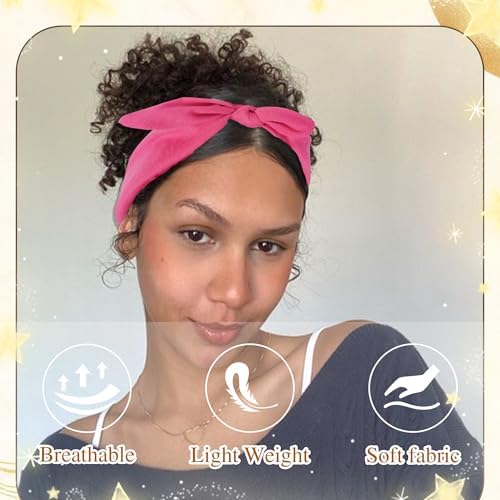 6 Pcs Bow Headbands for Women Elastic Sweat Band Boho Head Band - Image 5