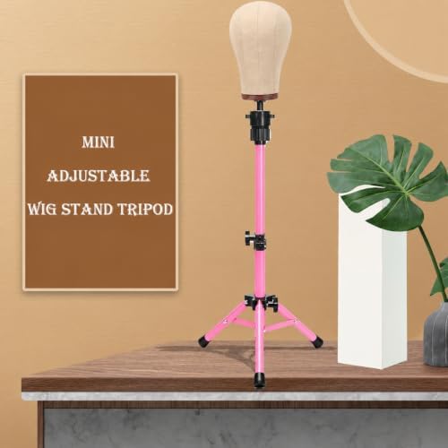 Ailsa 25" Wig Stand Tripod Adjustable Mannequin Head Stand Metal Mini Wig Head Stand for Training Mannequin Heads and Canvas Block Head (Pink) - Image 7