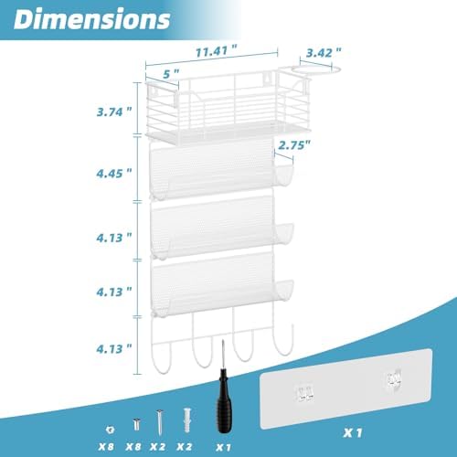 4 Tier Hair Tool Organizer Wall Mount, curling iron holder Basket, White - Image 6