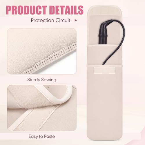 Shappy 2 Pieces Curling Iron Travel Bag Hair Tools Organizer Bag Heat-resistant Storage Pouch Case for Flat Irons Styling Tools Straightener(White, Pink) - Image 5