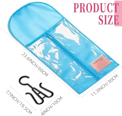 8PCS Wig Storage Bags with Hanger Hair Extension Holder Wig Bag-Blue - Image 2