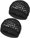 2 Pieces Comfortable Elastic Knit Hair Net for Sleeping & Silk Press - No Red Marks, Tubi Hair Warp Mesh Snood Cap for Women(Black) by TellAnyoneWhatYouThinking
