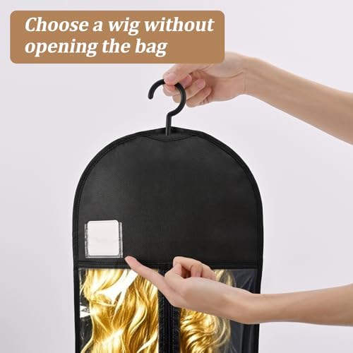 12Pcs Extra Long Wig Storage Bags with Hanger Hair Extension Wig Storage Hanger Bags for Multiple Wigs with Tags Organizer Dust-Proof Home Travel Closet Wigs & Accessories (Black 31.5in) - Image 6