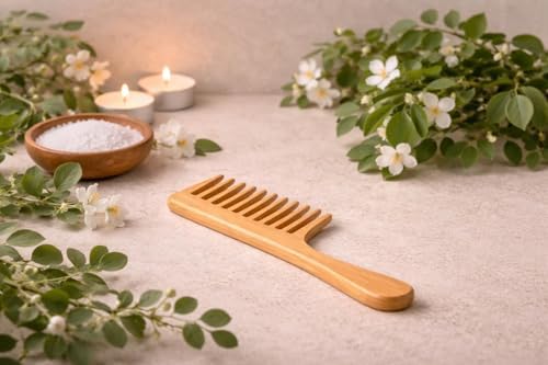 Bamboo Hair Brush and Comb Set for Women & Teens – Paddle Brush, Wide Tooth Comb, Scalp Massager, Gua Sha Comb & Cotton Bag, Pink Aesthetic Self Care Gift Set - Image 3