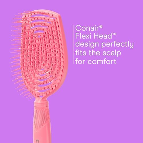 Conair Scalp Care Detangling hairbrush - Curly Hair Brush - Scalp Massager - hairbrushes for women & men - detangler for all lengths and types - can use wet or dry - Pink Pulse - Image 4