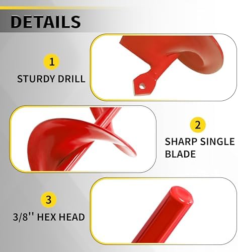 Auger Drill Bit for Planting 1.6"x16.5" Garden Spiral Drill Bit,Heavy-Duty Bulb Auger, Post Hole Digger for 3/8” Hex Driver Drill Solid Shaft - Image 3