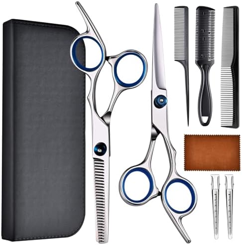 Hair Cutting Scissors Set, 4Cr13MoV Cutting and Thinning Shears, 9-Piece by YUQGAOP