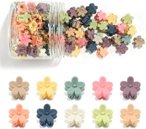 100Pcs Mini Flower Hair Clips, Tiny Hair Accessories (Matte Dark Morandi) by SAOROPEB