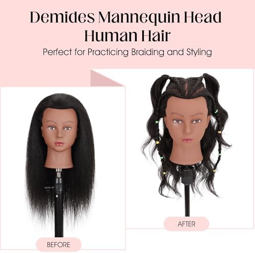 Human Hair Mannequin Head with Stand, 100% Real Hair - Image 5