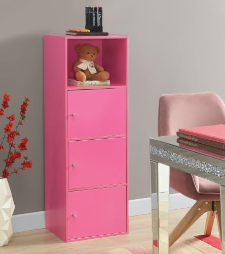Xtra Storage Three-Door Cabinet with Shelf in Pink Wood Finish - Image 2