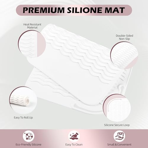Silicone Heat Resistant Mat for Hair Tools, 11" x 7.5", White - Image 5