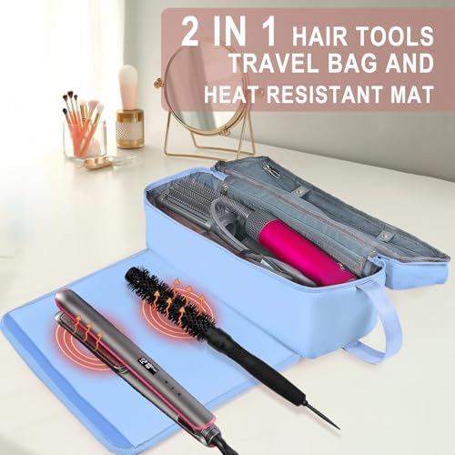 Hair Tools Travel Bag with Heat Resistant Mat Hair Styling Accessories Storage Case for Hair Dryer Flat Iron Straightener Curling Iron Haircare Accessories Travel Essentials for Women - Image 2