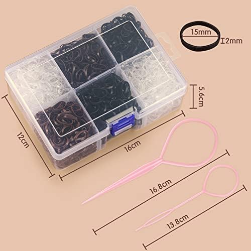 Funtopia Mini Hair Ties, 2500Pcs Soft Hair Rubber Bands and Elastics for Girls Women with Organizer Box (Black, Clear, Brown, Dark Brown) - Image 6