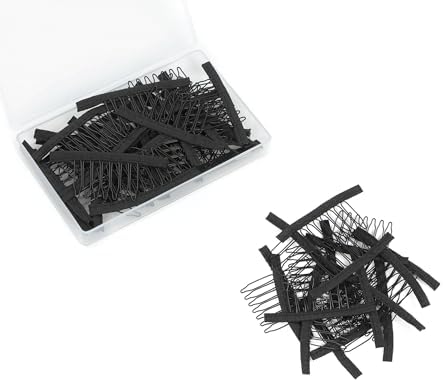 60 Pcs Wig Clips Wig Comb Wig Combs to Secure Wig 7-Teeth Wig Combs for Making Caps (60 Pcs, Black) by xuxisowo