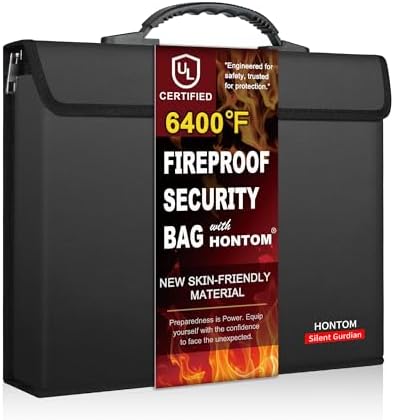 Hontom 6400℉ Fireproof Document Bag with 2 Pockets by HONTOM