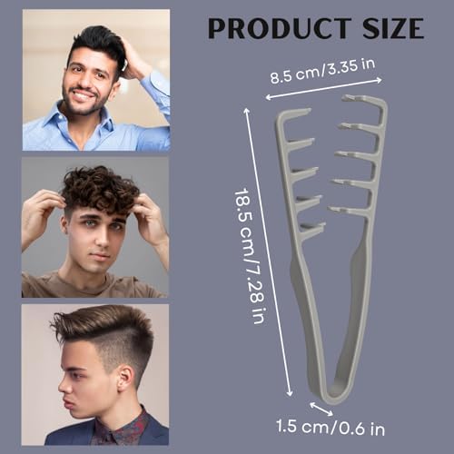 Textured Styling Comb for Men | Volumizing & Wide Tooth Comb | Fluffy Texture Styling Tool | Quad Miracle Comb for Hair Men (Grey, Large) - Image 2