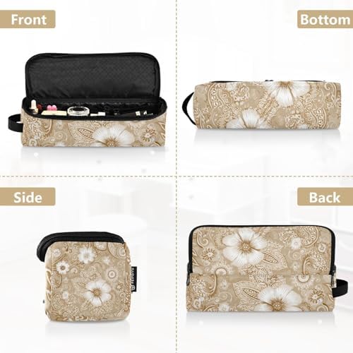 Hair Tools Travel Bag with Heat Resistant Mat 2-in-1 Hot Tools Travel Bag Organizer Flat Curling Iron Travel Case for Straightener Retro Beige Paisley - Image 4