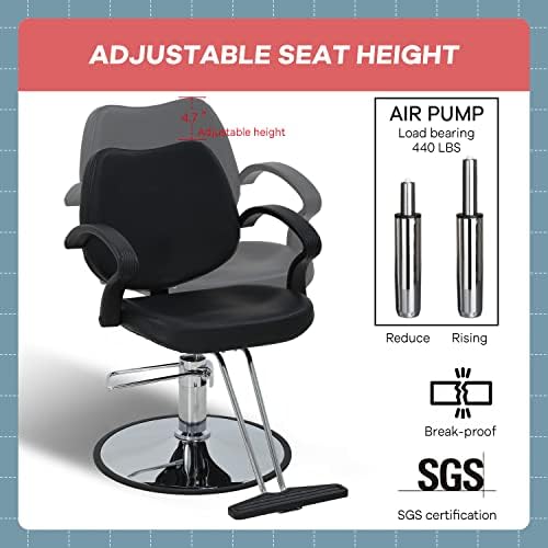 NChanmar Salon Chair Barber Chair Styling Chair Hydraulic Pump Swivel Hair Cutting Chairs for Beauty Spa Styling Hairdressing Tattoo Equipment,Black - Image 5