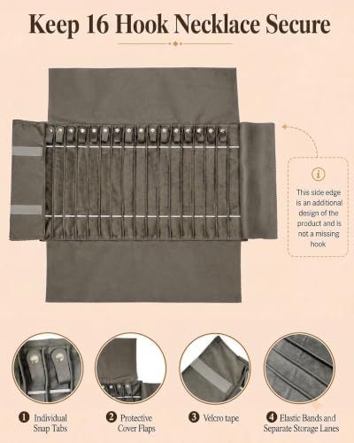 Travel Necklace Organizer, Tangle Free Jewelry Case, 16 Slots - Image 3